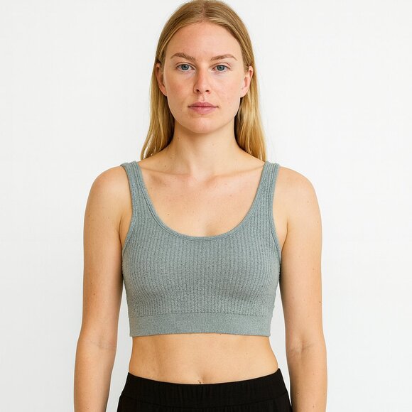 2/$30 Lucky Brand Waffle Knit Cropped Tank Top Gray XL #BAG2 - Picture 1 of 9